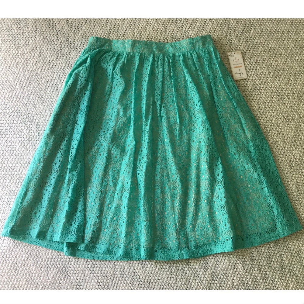 Aqua lace knee-length skirt, NWT from Modcloth
